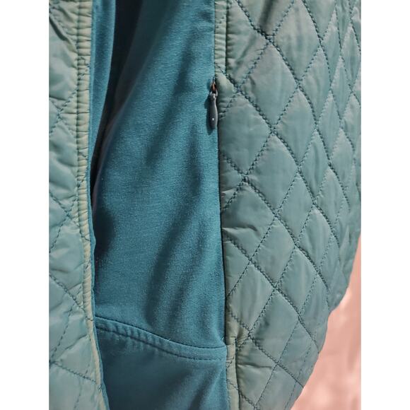 T by Talbots Diamond Quilted Teal Blue Zip Up Lightweight Jacket Womens Size L - Picture 8 of 12